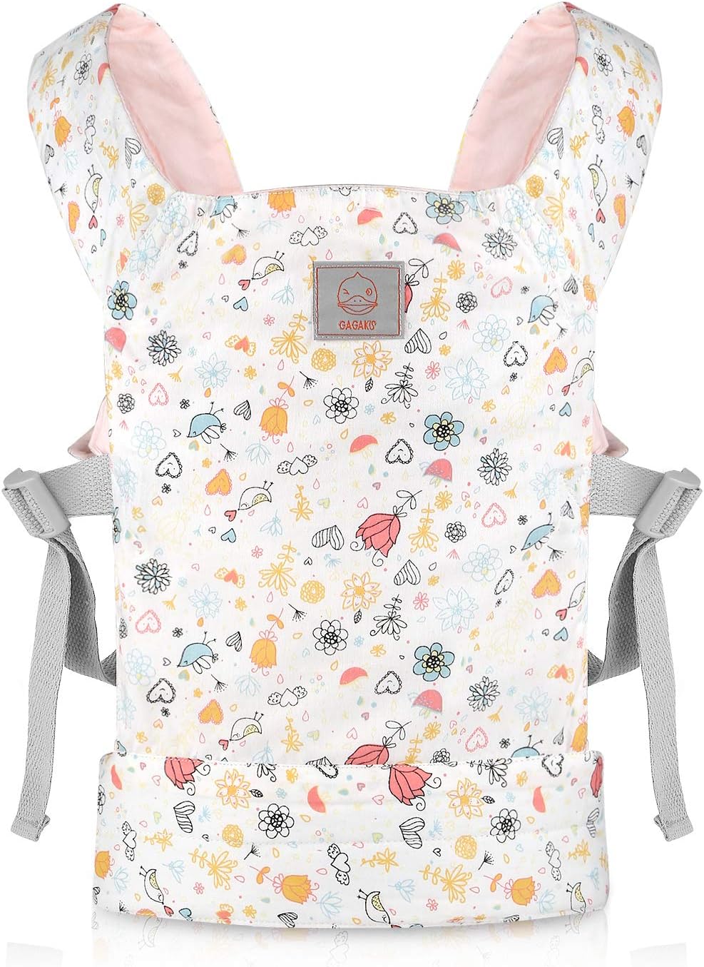 GAGAKU Baby Doll Carrier Stuffed Animal Carrier for Girls Doll Accessory Adjustable Straps for Reborn Baby Dolls - Pink Rose Garden