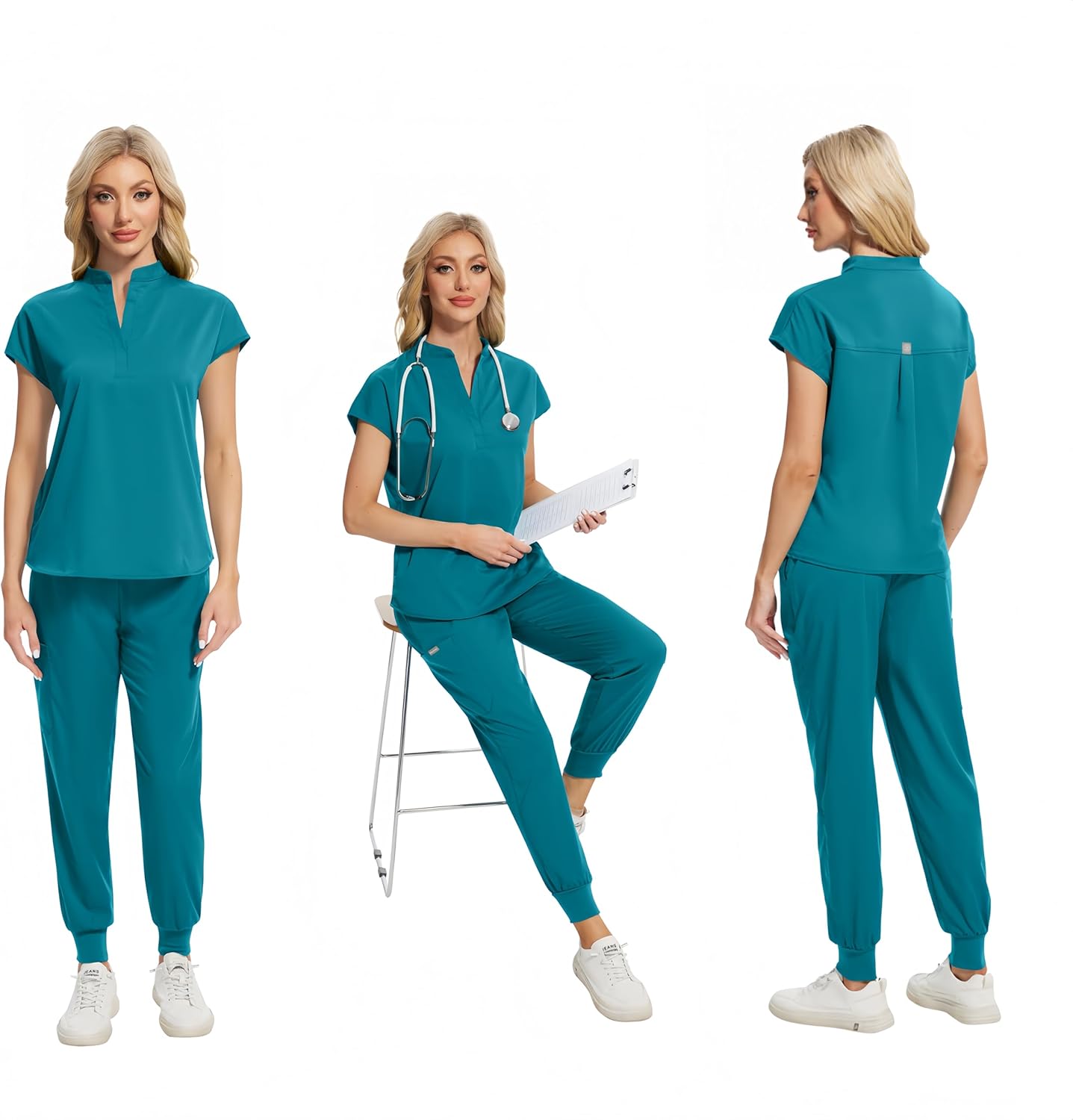 Aylashine Scrubs Medical Uniform,Stretchable,Quick-drying,Unisex Workwear,for Doctors,Nurses,Beauty Salons