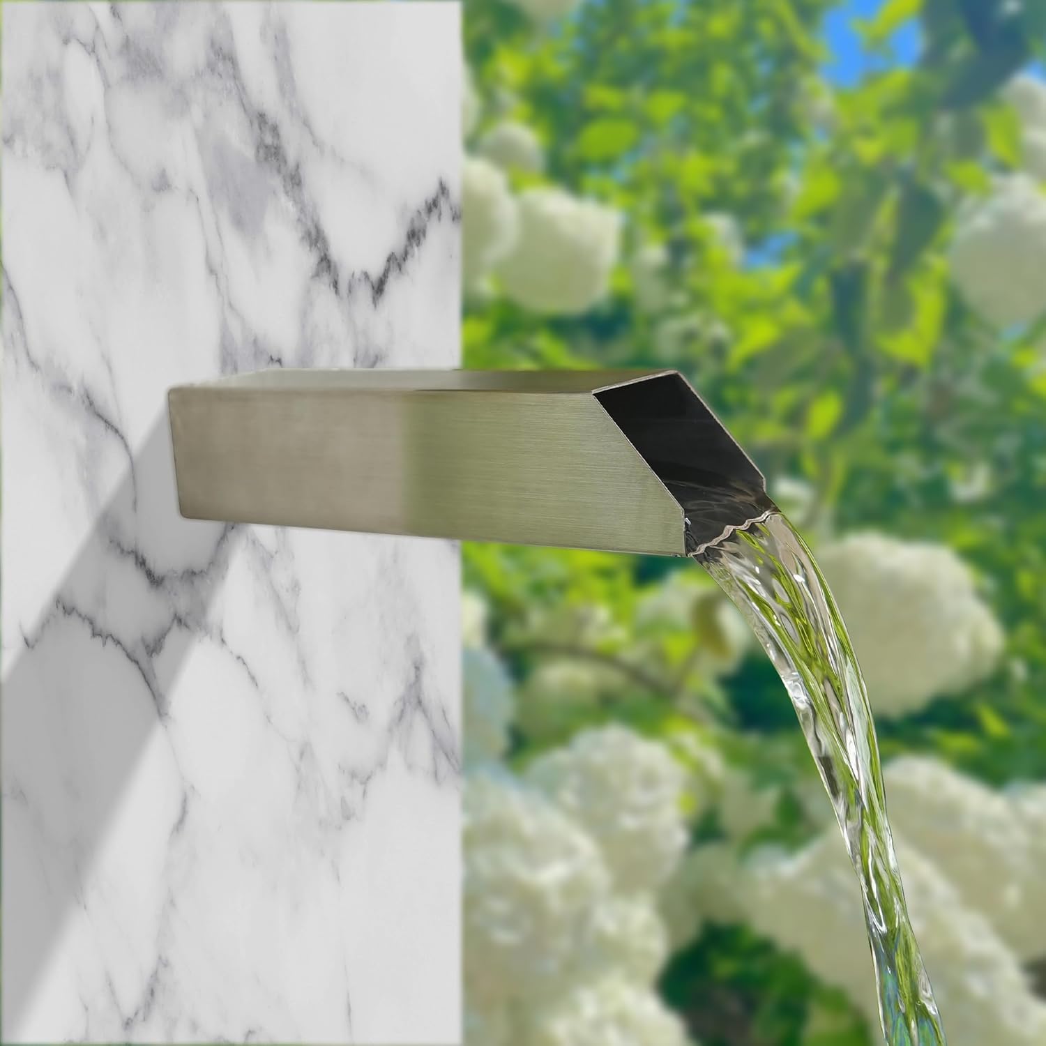 316 Stainless Steel 2 Inch Square Water Fountain Spout Scupper, Waterfall Spillway with Integrated Spray Baffle for Outdoor Landscape Decors, Pools, Ponds, Water Walls (Silver)