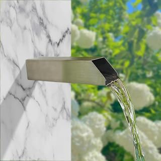 SUMGREEN 316 Stainless Steel 2 Inch Square Water Fountain Spout Scupper, Waterfall Spillway with Integrated Spray Baffle for Outdoor Landscape Decors, Pools, Ponds, Water Walls (Silver)