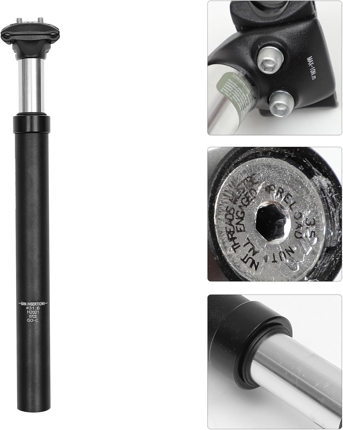 Bike Seatpost with Suspension, 31.6x350mm Aluminium Alloy Absorption Seat Post for Mountain and Road Bikes, Shock-Absorbing Seat Tube for Cycling Outdoors