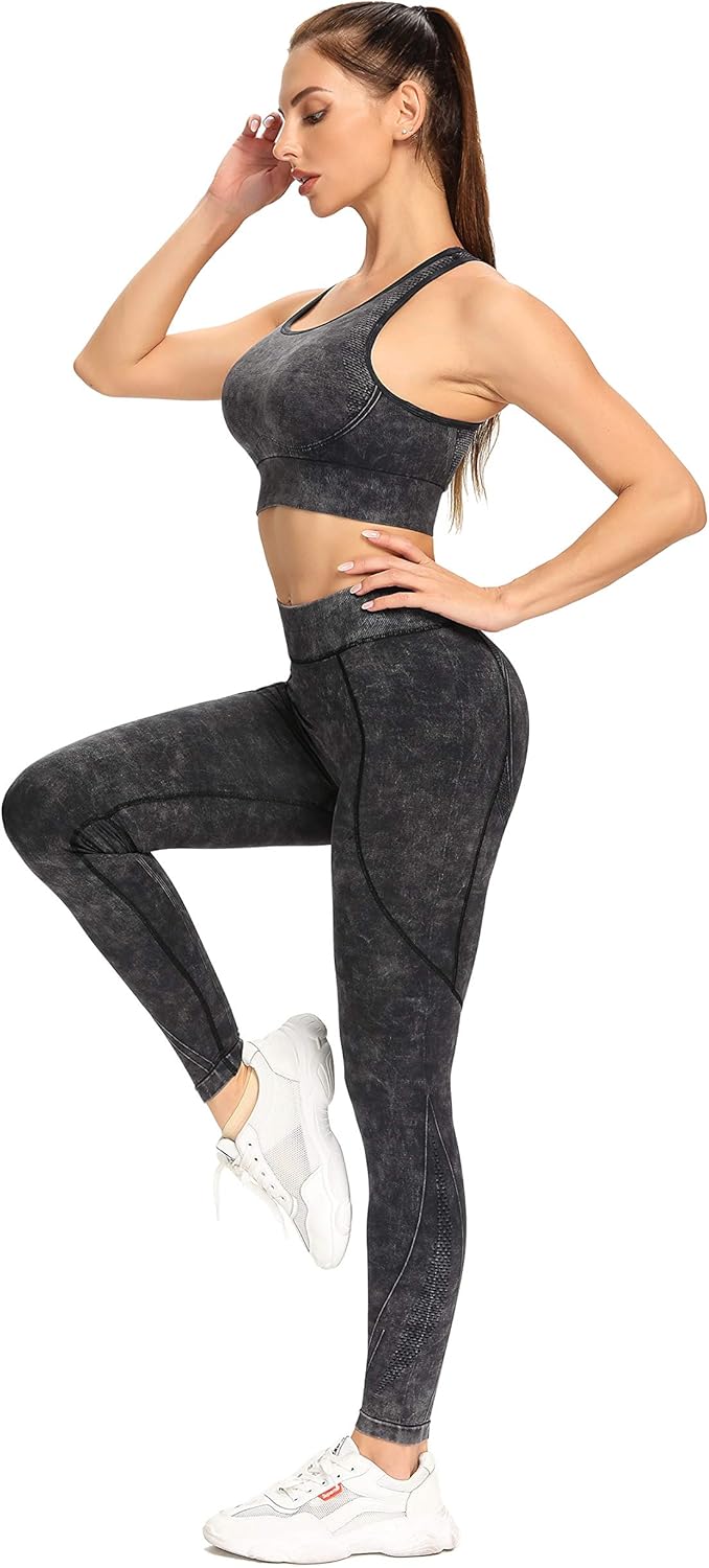 Redqenting High Waisted Leggings for Women Workout Seamless Leggings Yoga Pants Sweat Proof Tummy Control Tights