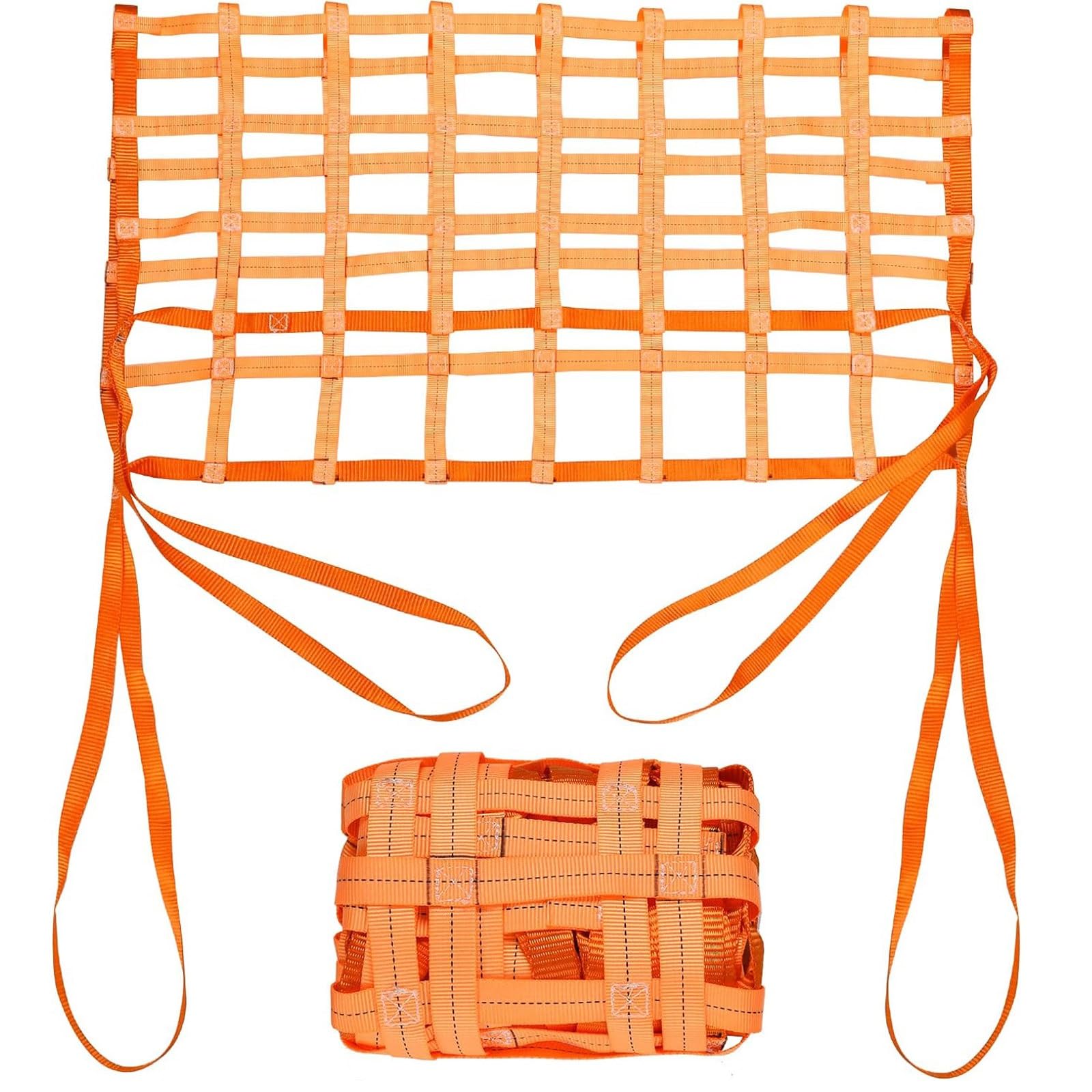 DRemdo Lifting Cargo Nets, Flat Polyester Sling Hoisting Net, Lifting Net Straps 3.93in Square Mesh Tear Resistance, Max. (Color : Orange, Size : 4x4m(7716lb))