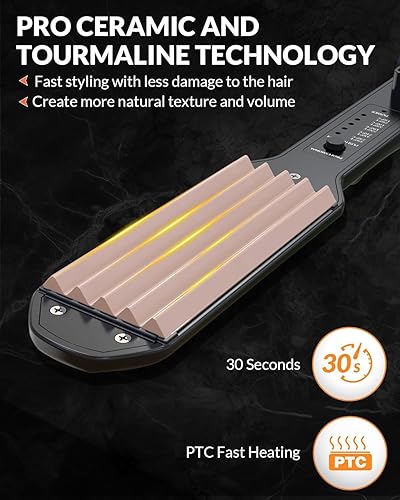 Miniatura 4 de Crimpadora de pelo para cabello ondulador voluminizador con placas de cerámica de titanio, herramientas de peinado para mujeres y niñas