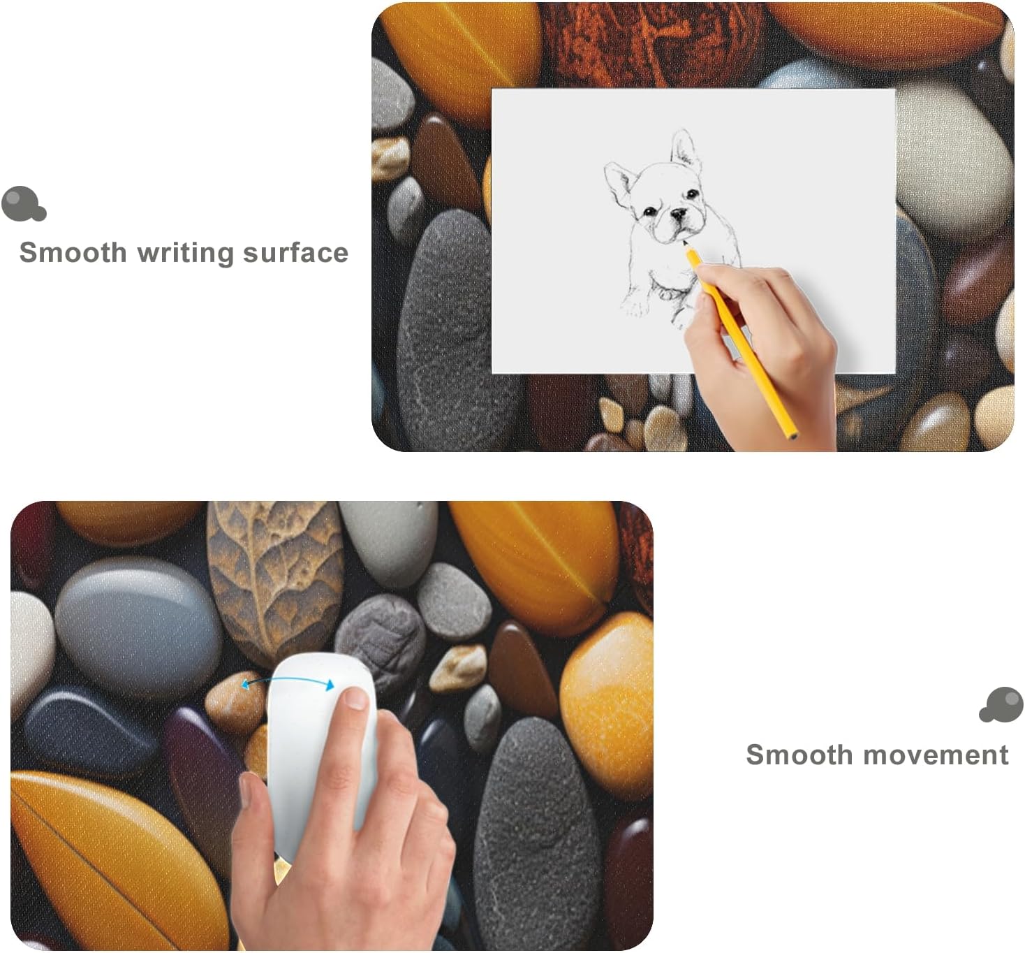 Large Size Natural Material Mosaic Print Gaming Mouse Pad 35.5 x 16 Inch, Stitched Edges, Anti-Slip Base, Waterproof Surface