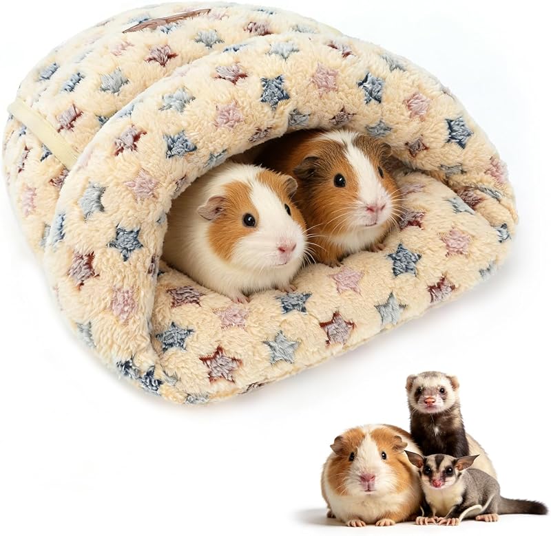 Cama Toca de Fleece para Porquinho-da-Índia YUEPET, Marrom com Estampa de Estrela
