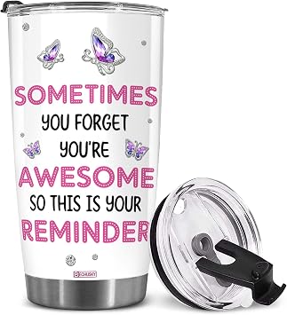 BECHUSKY Gifts For Women, Sometimes You Forget That Youre Awesome Tumbler, Birthday Gifts for Women - Inspirational Gifts for Women, Gift Idea for Thank You, Woman, Best Friend, Her, Female