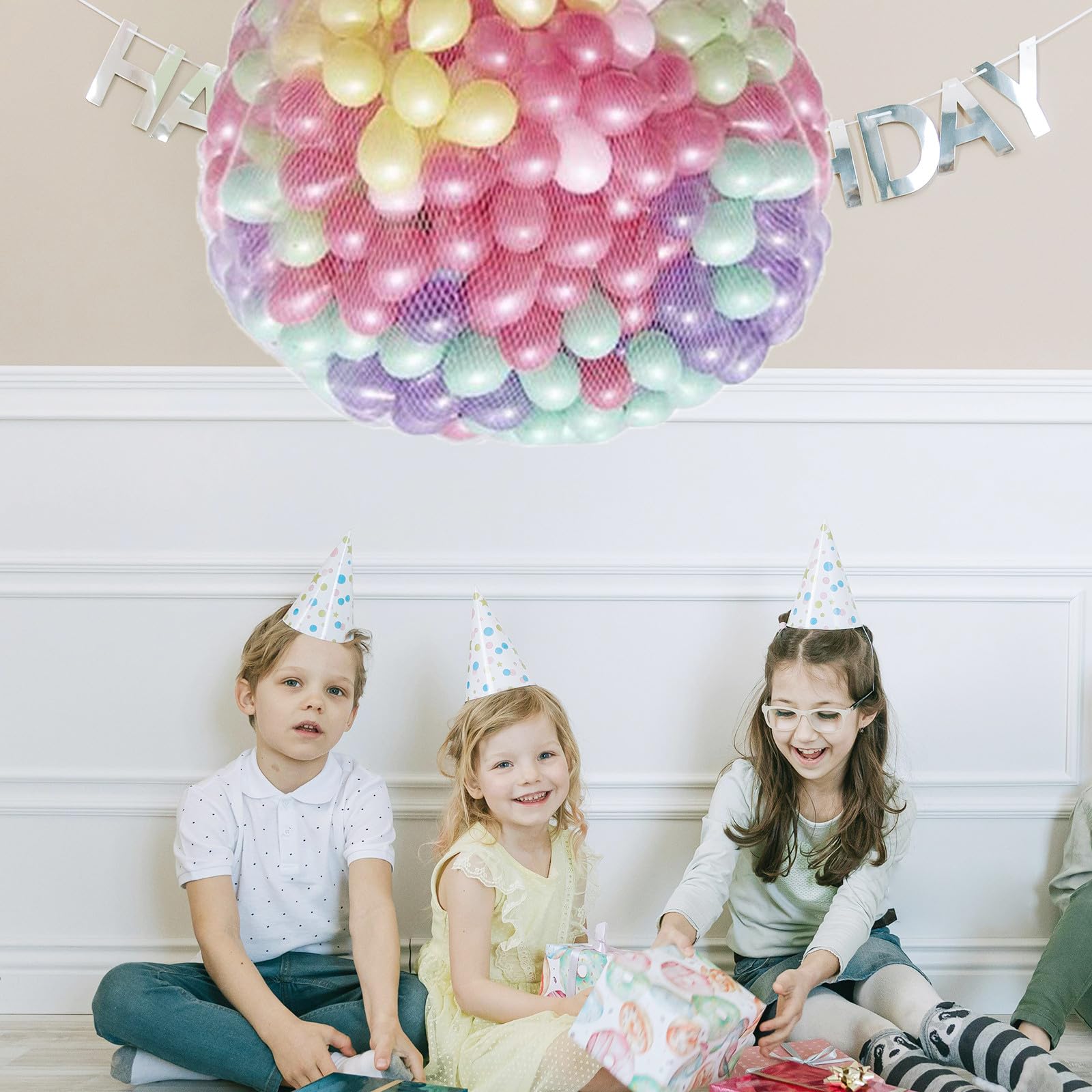 Rete per Caduta di Palloncini 500 Pezzi Plastica Bianca | Organizzatore per Trasporto, Protezione dal Contatto, Rilascio Ordinato, per Catering e Feste di Compleanno