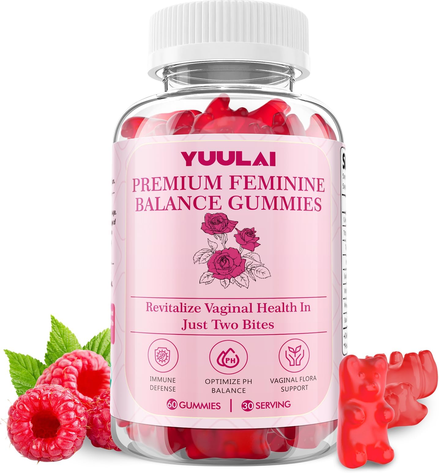 Premium Feminine Balance Gummies, Hawaiian Pineapple Feminine Gummies for Women PH Balance & Vaginal Health, Vegan, 60 Gummies