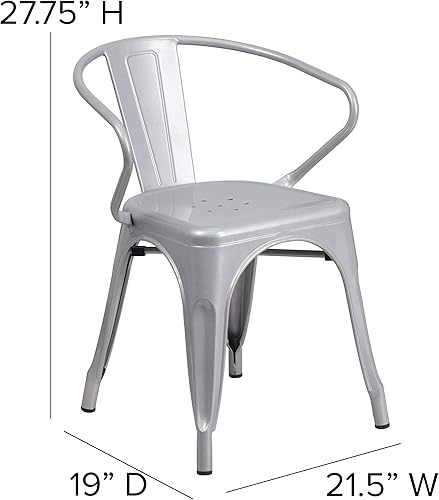 Vista 72 de Flash Furniture silla de metal con apoyabrazos, Metal