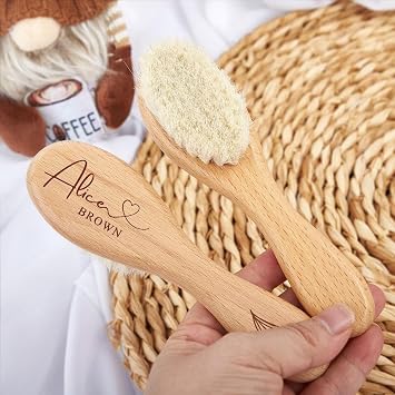 Personalised Hair Brush Wooden Handle and Super Soft Bristles Wooden Baby Hair Brush Set Personalised Baby Gifts for Girls