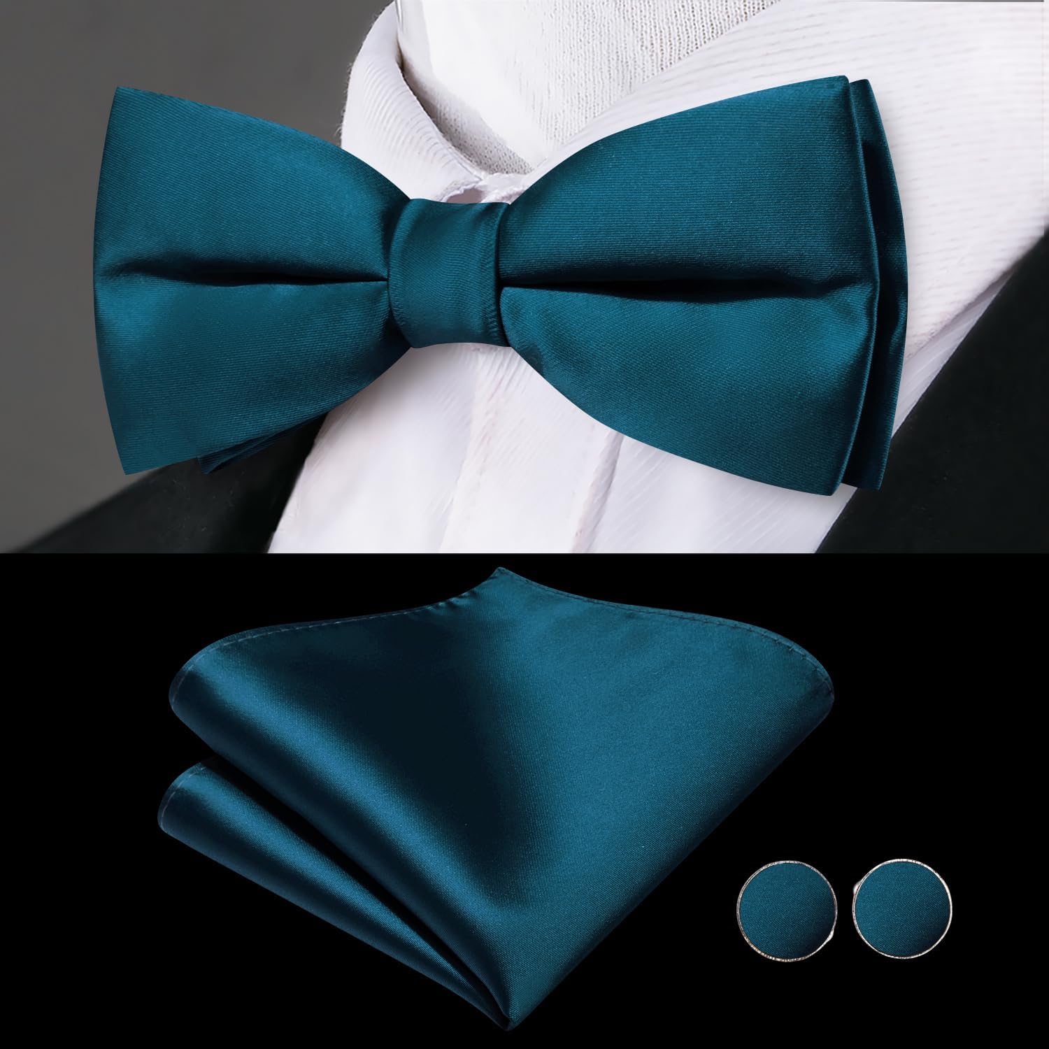 Dubulle Mens Cummerbund and Bow Tie Set Paisley Floral Pretied Bowties for Men Pocket Square Cufflinks Wedding Business