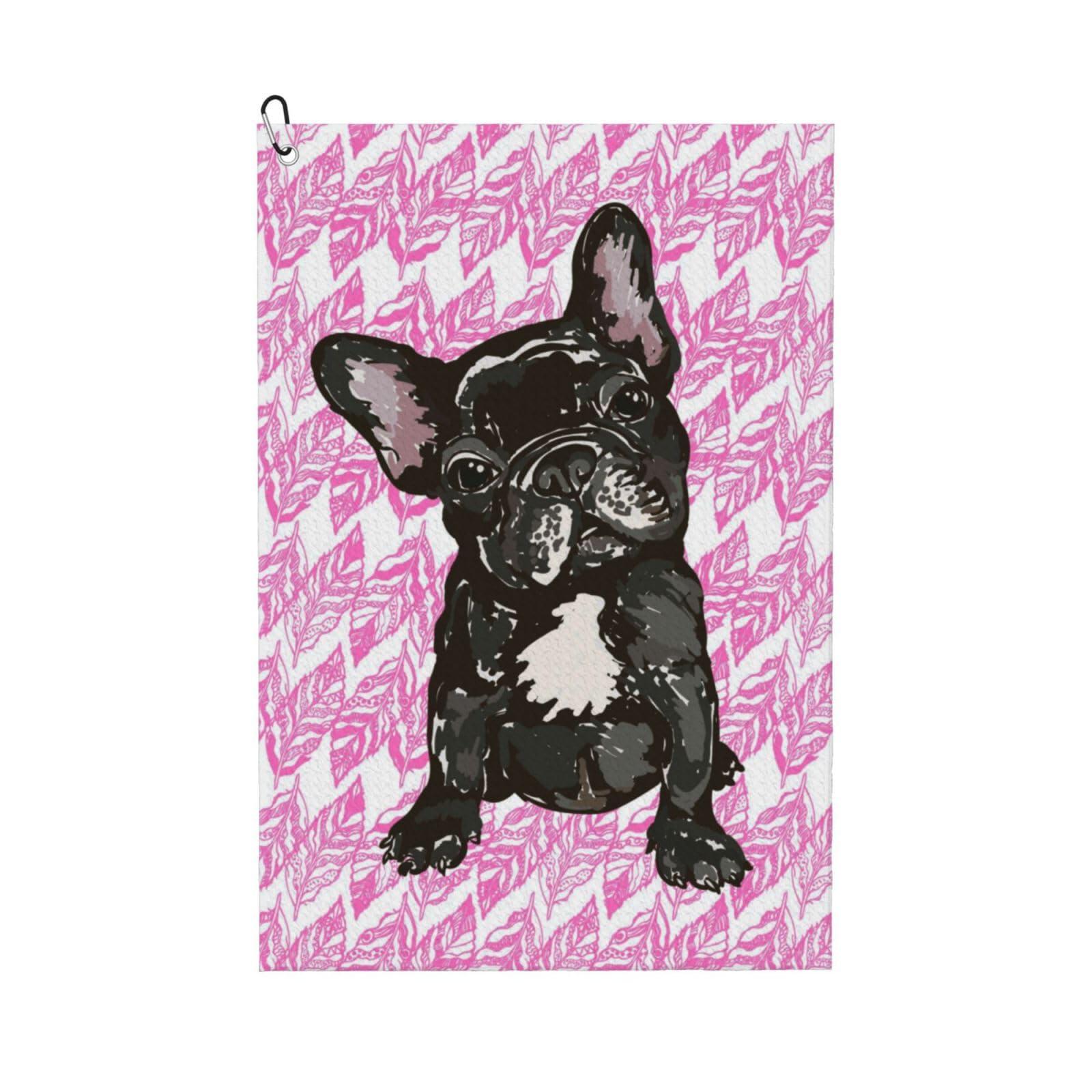 Hnnkloy Puppy French Bulldog, 16x24 in Portable Waffle Golf Towels with Carabiner Clip for Golf Bag