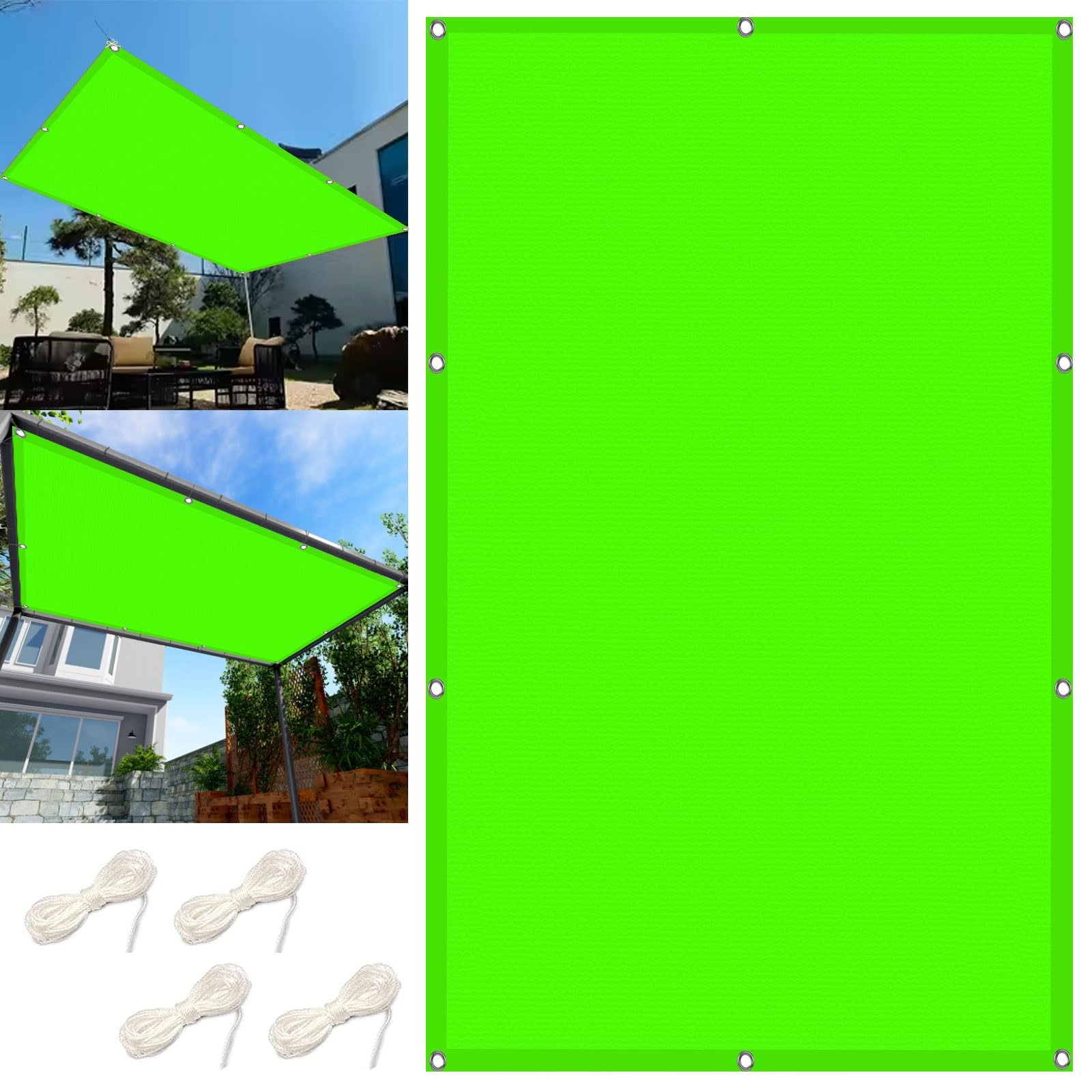 Voile d'ombrage rectangulaire 1.7 x 3.2 m anti UV en toile de jardin terrasse crème vert