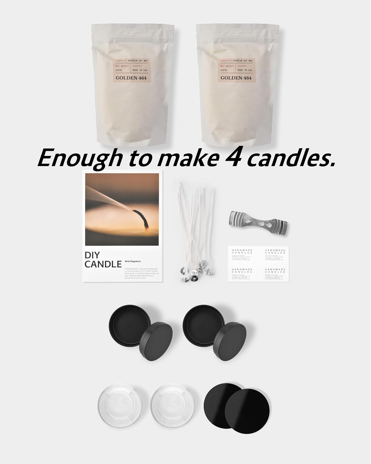 MAGOKORO Natural Soy Candle Making Kit, DIY Candle Making Supplies for Beginners, Adults&Kids (Basic Kit)