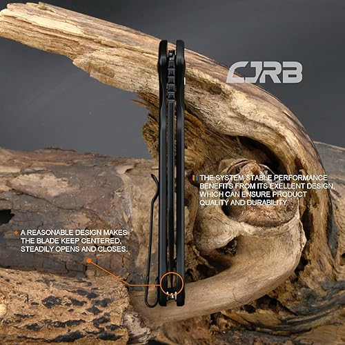 Miniatura 10 de CJRB Pyrite-Alt (J1925A) Cuchillo de bolsillo plegable con mango de acero de hoja de Wharncliffe AR-RPM9, con bloqueo de botón EDC para táctica,