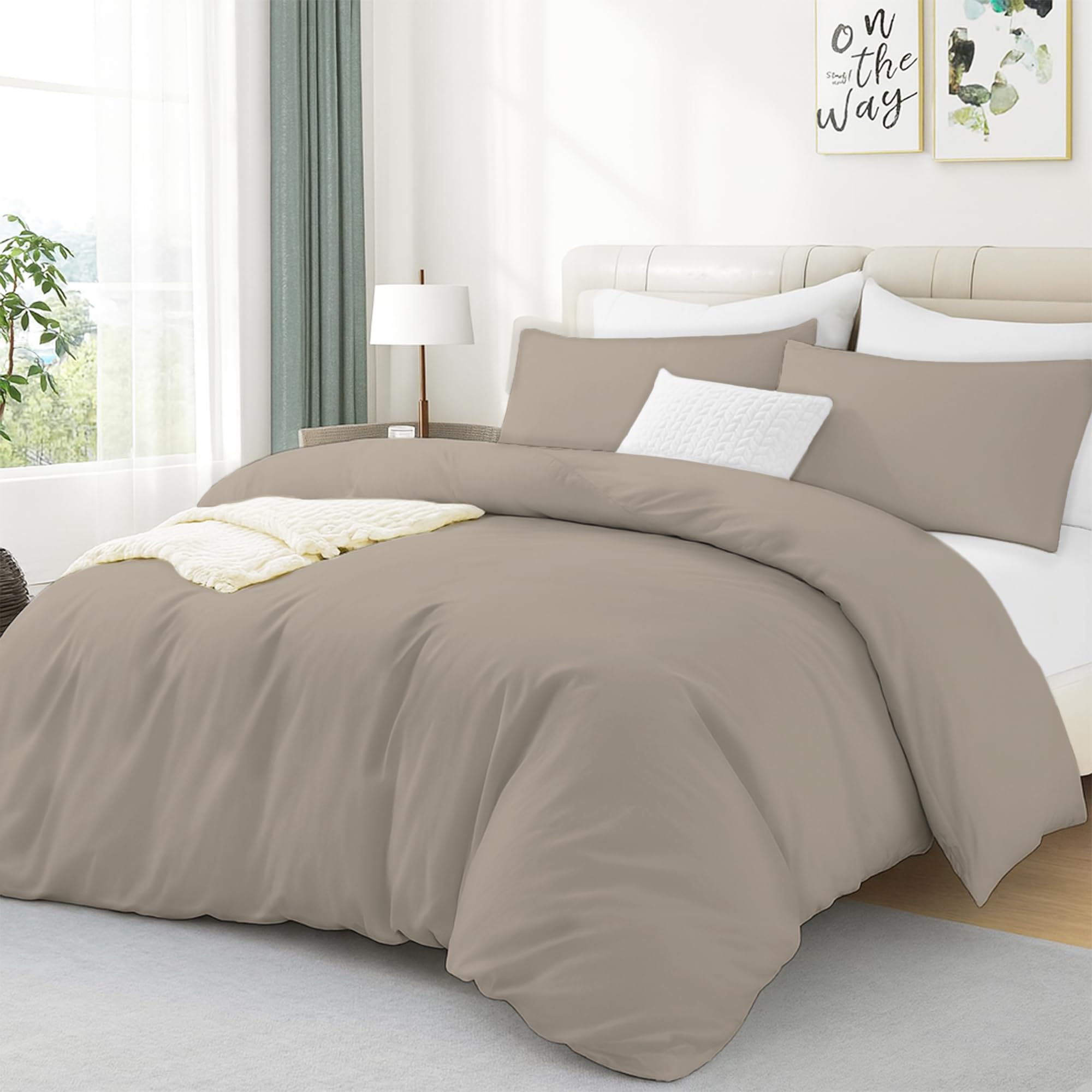 Microfiber Double Duvet Cover Set with 2 Pillowcases (200x220)cm Sand