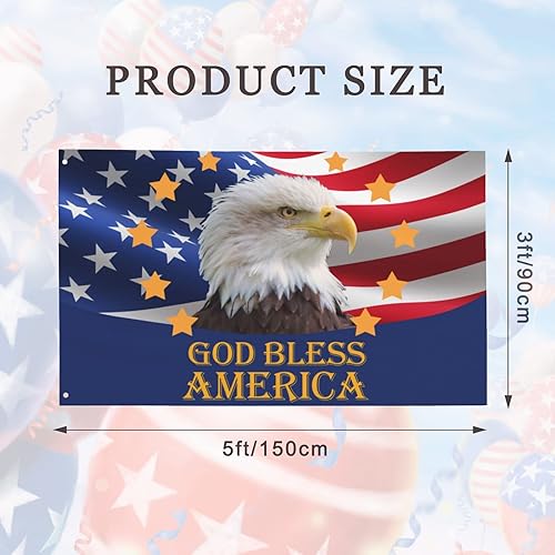 Miniatura 4 de Bandera del 4 de julio con texto en inglés "God Bless America", bandera conmemorativa del Día de la Independencia, Libertad, banderas patrióticas de