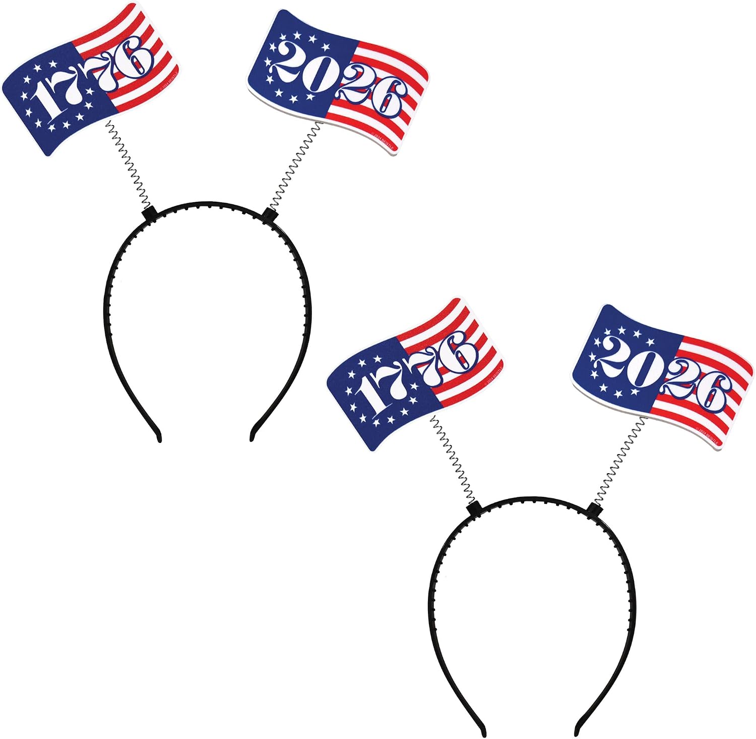 Beistle Semiquincentennial Flag Boppers – 2 Pack, Headband Accessories, Patriotic 1776–2026 Headwear for July 4th Parades, United States 250 Anniversary Commemorations & National Themed Celebrations