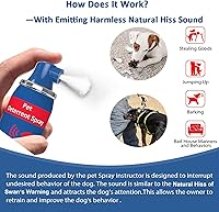 Vista 4 de Pet Instructor en aerosol para perro, corrector de aerosol de 2.4 fl oz, entrenador de perros, seguro, humano y eficaz para dejar de ladrar, saltar