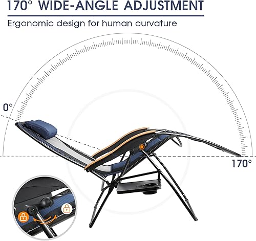 Miniatura 6 de Portal Sillas reclinables con respaldo de malla sobredimensionada de gravedad cero, asiento acolchado XL Silla de salón ajustable con almohada de