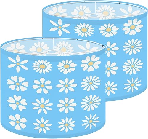 Miniatura 9 de Drum Lamp Shade Naive floral 70s groovy daisy flowers natural tones Retro Lampshade for Floor Lamps Table Lamps Pendant Light 11"x8.9" Replacement