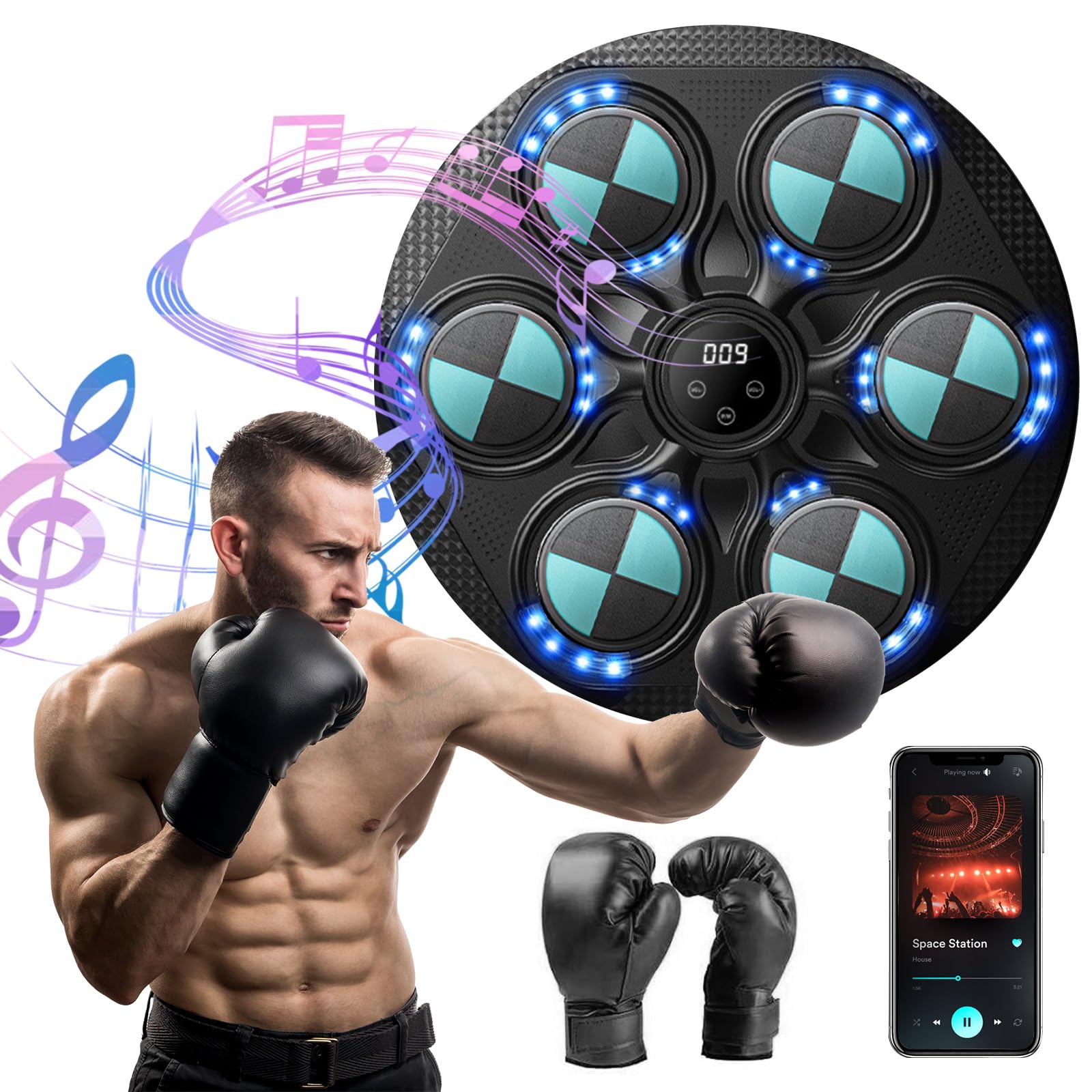 Macchina Da Boxe Musicale LED Con Bluetooth - Bersaglio Smart Regolabile Per Adulti E Bambini - Foto 3