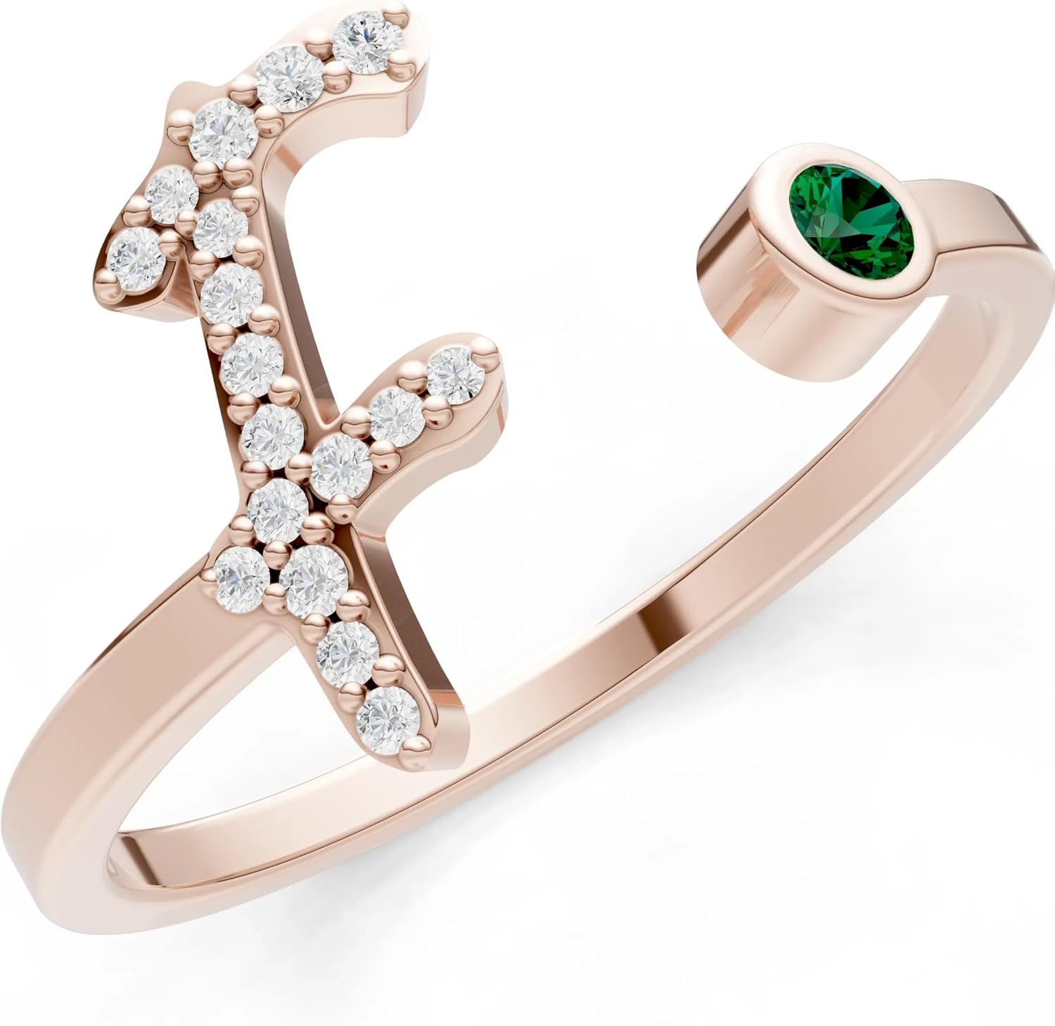 PEORA Round Cut Emerald Band Available in Solid 10K, 14K or 18K Ring – White, Yellow or Rose Gold