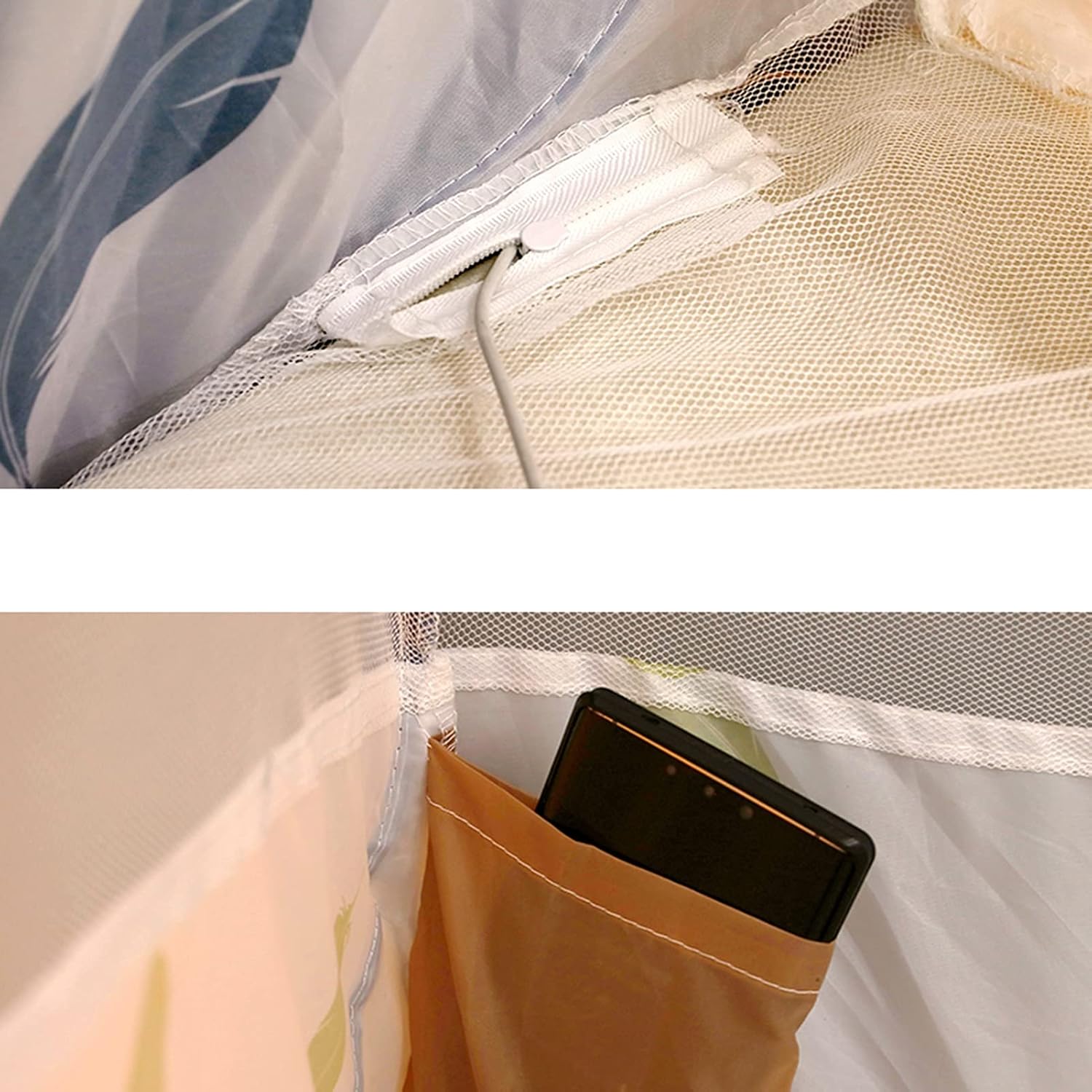 Pop-Up Mosquito Net Outdoor Camping Mosquito Net Tent, Home Single Bed/Double Bed Mosquito Net, Fall Prevention Design (Color : Blue, Size : 1.8x2x1.7m)