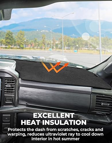 Miniatura 2 de ISSYAUTO Cubierta de salpicadero compatible con F150 2021 2022 2023 2024 Protector de tablero de tablero protector de tablero