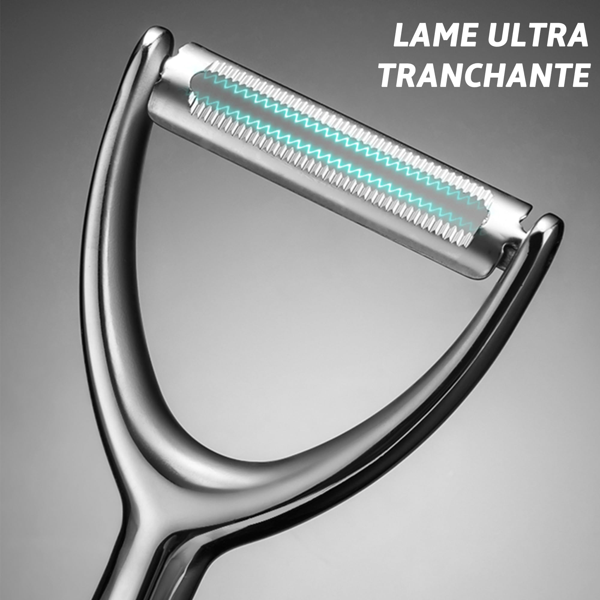 Économe en inox de haute qualité pour fruits et légumes I Eplucheur avec lame ultra-tranchante convenant comme eplucheur de pommes de terre et d'asperges avec poignée ergonomique et antidérapante.