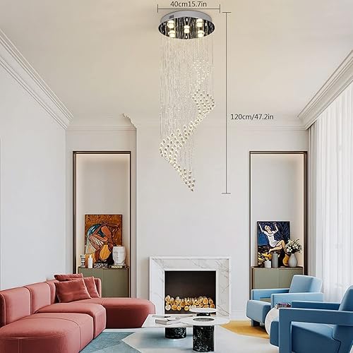 Miniatura 3 de OUKANING Moderno candelabro cuadrado de cristal con forma de gota de lluvia de montaje empotrado, lámpara colgante para comedor, baño, dormitorio,