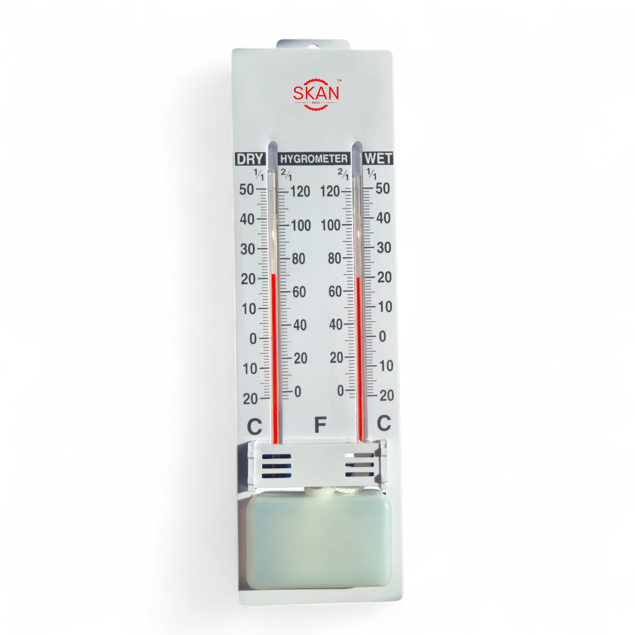 SKAN wet & dry Bulb Thermometer Hygrometer (-20 to 50°C) | For Agriculture & Industrial Use | 30cm long with Wall mounted Hole | Dual °C and °F scale |-picture-33
