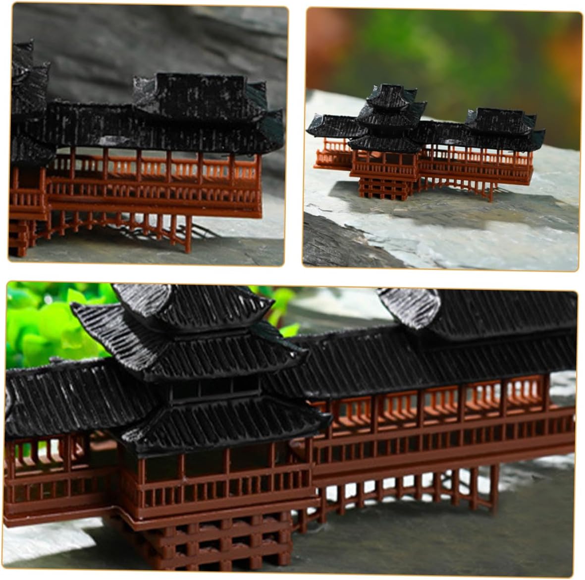 Kisangel Miniature Bridge Ornament for Bonsai Decoration Antique Style Micro Landscape Bridge for Fairy Garden and Rockery for Home and Office Décor