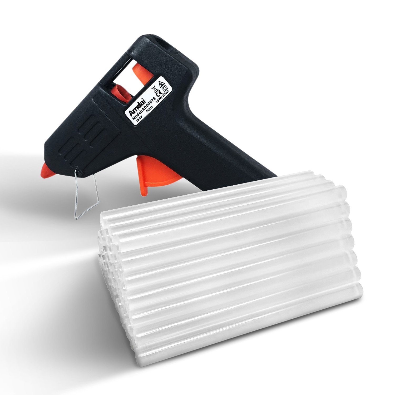 20W Electric Glue Gun Hot Melt with Trigger Plus 60 Glue Sticks for Hobby, Craft, Mini, Metal, Wood, Glass, Card, Fabric, Plastic, & Ceramics