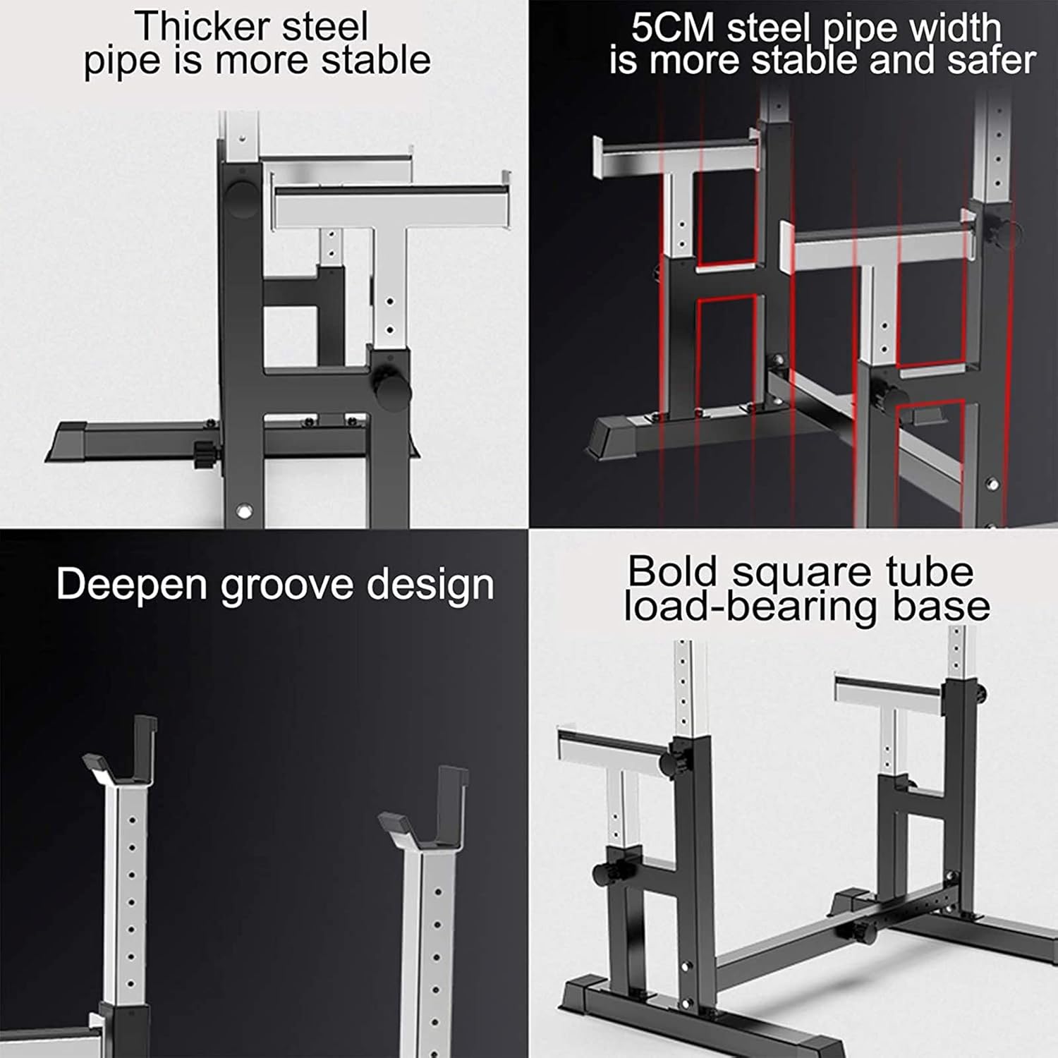 Adjustable Height Width Dumbbell Rack Barbell Rack Free Dip Stand Weight Bench Bench Press for Home Gym Workout Equipment Max Load 660lb Squat Rack Stand