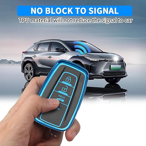 Miniatura 4 de QBUC Funda para llavero Toyota con llavero adecuada para RAV4 Camry Avalon C-HR Corolla GT86 Premium TPU Key Fob Case (estilo 1-azul)