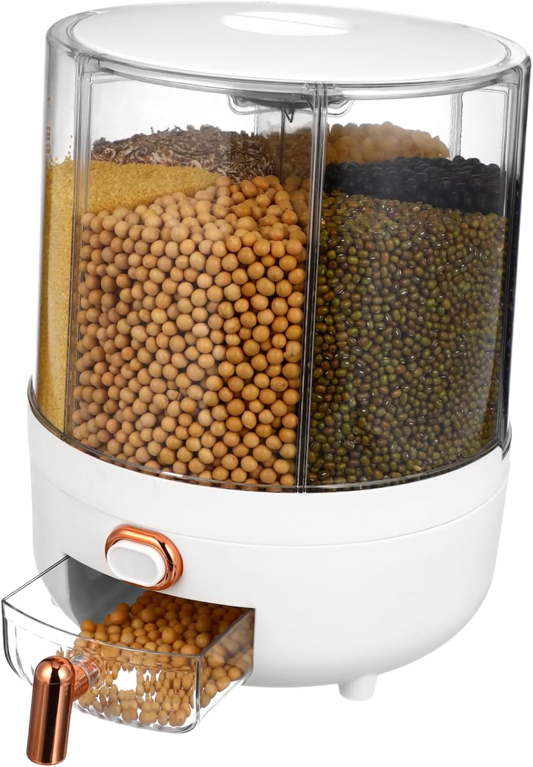 10kg Compartment Rice Dispenser Airtight Storage Box Rotating Cereal Dispenser Selection Seal Dry