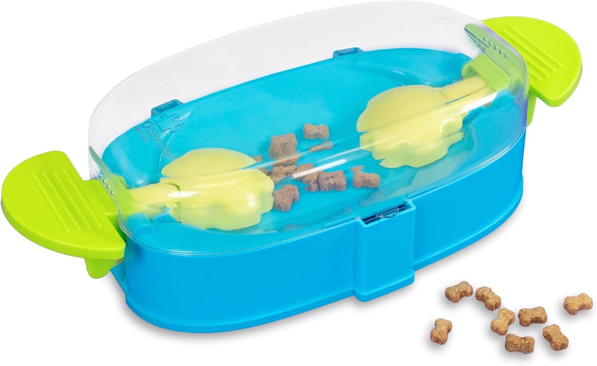 Outward Hound Nina Ottosson Paw N' Play - Rompecabezas de juguete para perros, 15,4" | Nivel 2 intermedio, capacidad para 1/3 de taza de croquetas o golosinas, base antideslizante, fácil de limpiar, enriquecimiento interactivo, perros y cachorros