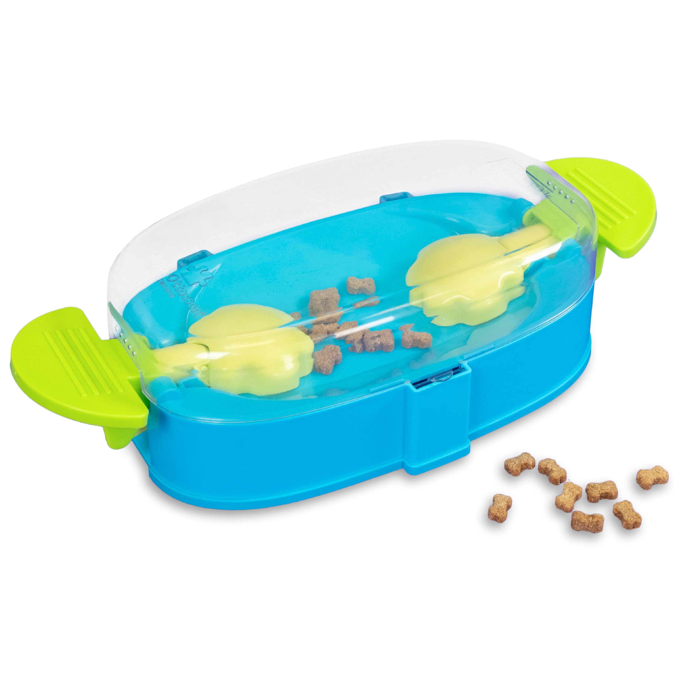 Nina Ottosson Paw N' Play Interactive Dog Treat Puzzle, Level 2 Intermediate Dog Enrichment Dog Toy, Blue, Small