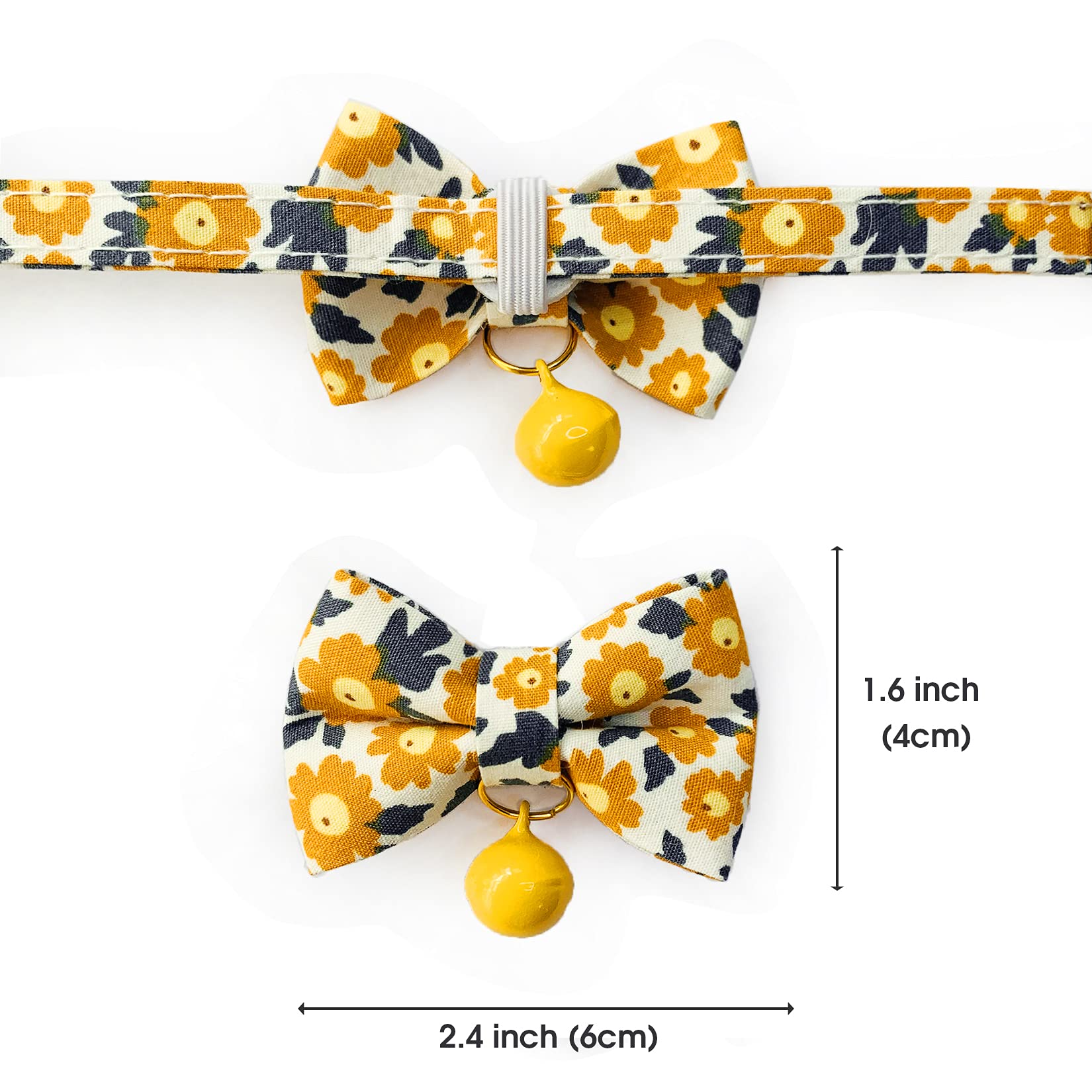 Katzenhalsband Mit Fliege & Glocke – 2 Stück Set, Verstellbar (19,8-32,5 Cm), Thanksgiving-Design, Sicherheitsverschluss