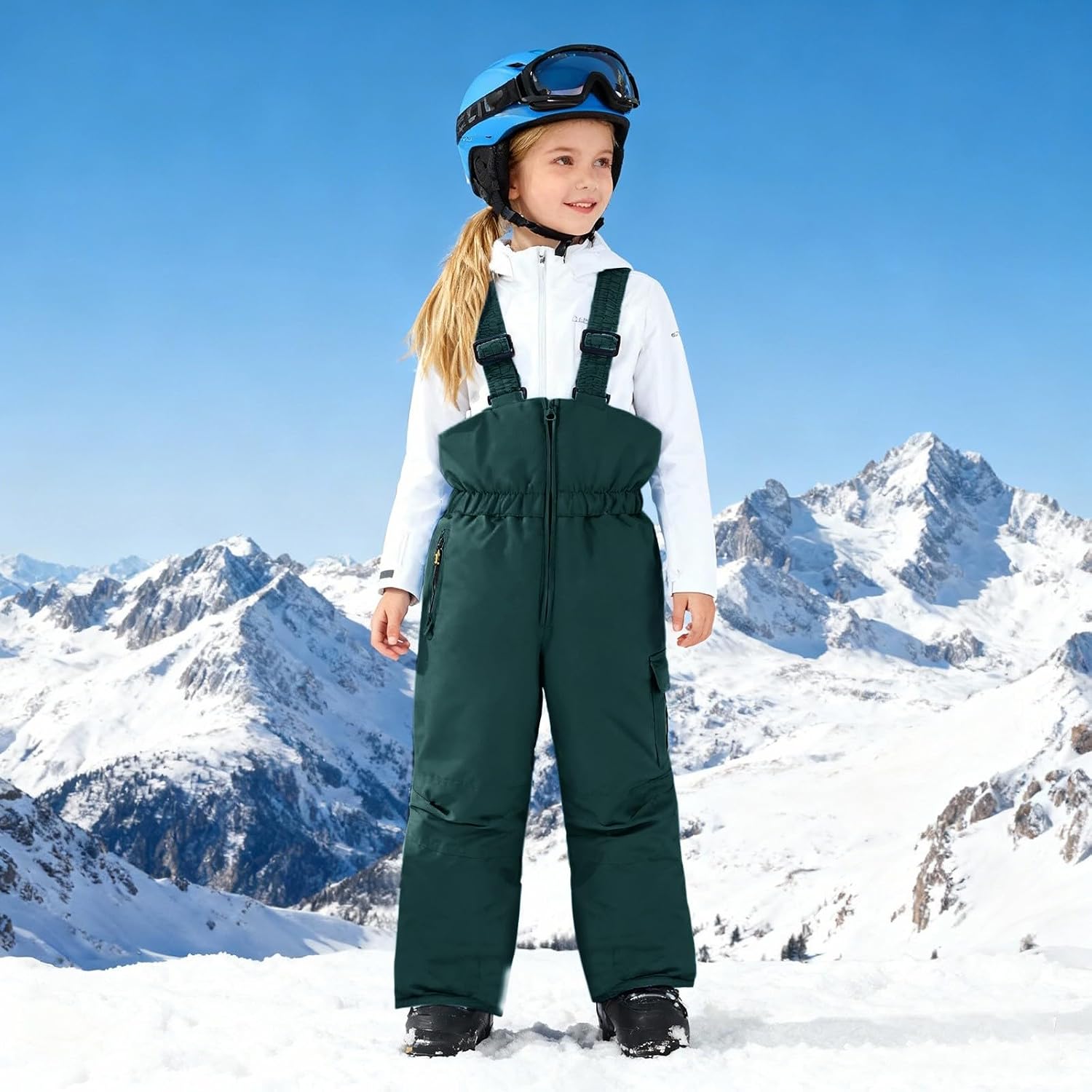 Kids Thermal Snow Pants Boys Girls Winter Waterproof Trousers Thick Warm Ski Overalls Windproof Elastic Snowsuit