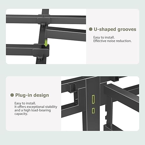 Miniatura 8 de NKZ Marco de Cama Tamaño King de 20 Pulgadas, Marco de Cama de Metal y Plataforma de Somier 2 en 1 con Patas de Esquinas Redondeadas, Capacidad de