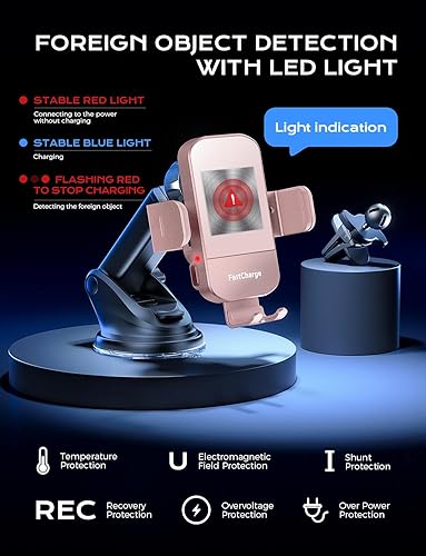 Miniatura 9 de CHGeek Cargador inalámbrico para automóvil, carga rápida de 15 W, soporte de teléfono para iPhone 15 14 13 12 Mini Pro Max 11 XS, Samsung Galaxy S23