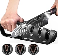 Vista 7 de MAD SHARK Knife Sharpener, 6 Adjustable Sharpening Angle, Coarse & Fine Knife Sharpener Tool, Handheld Manual Knives Sharpener for Kitchen Knives