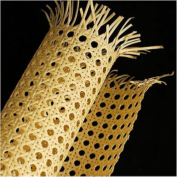 Pre-Woven Cane Webbing Sheet, Plastic Rattan Open Mesh Cane Net Hexagon Weave Mesh for Cabinet Chair Furniture Repair, 19.7 Inch x 78.7 Inch, Yellow