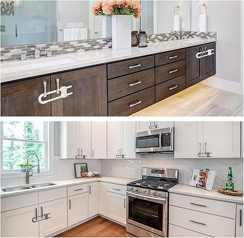 Miniatura 31 de Jetec 10 cerraduras de gabinete para bebés, cajones de prueba en forma de U, cerraduras de seguridad para niños, ajustables, fácil de usar, pestillo