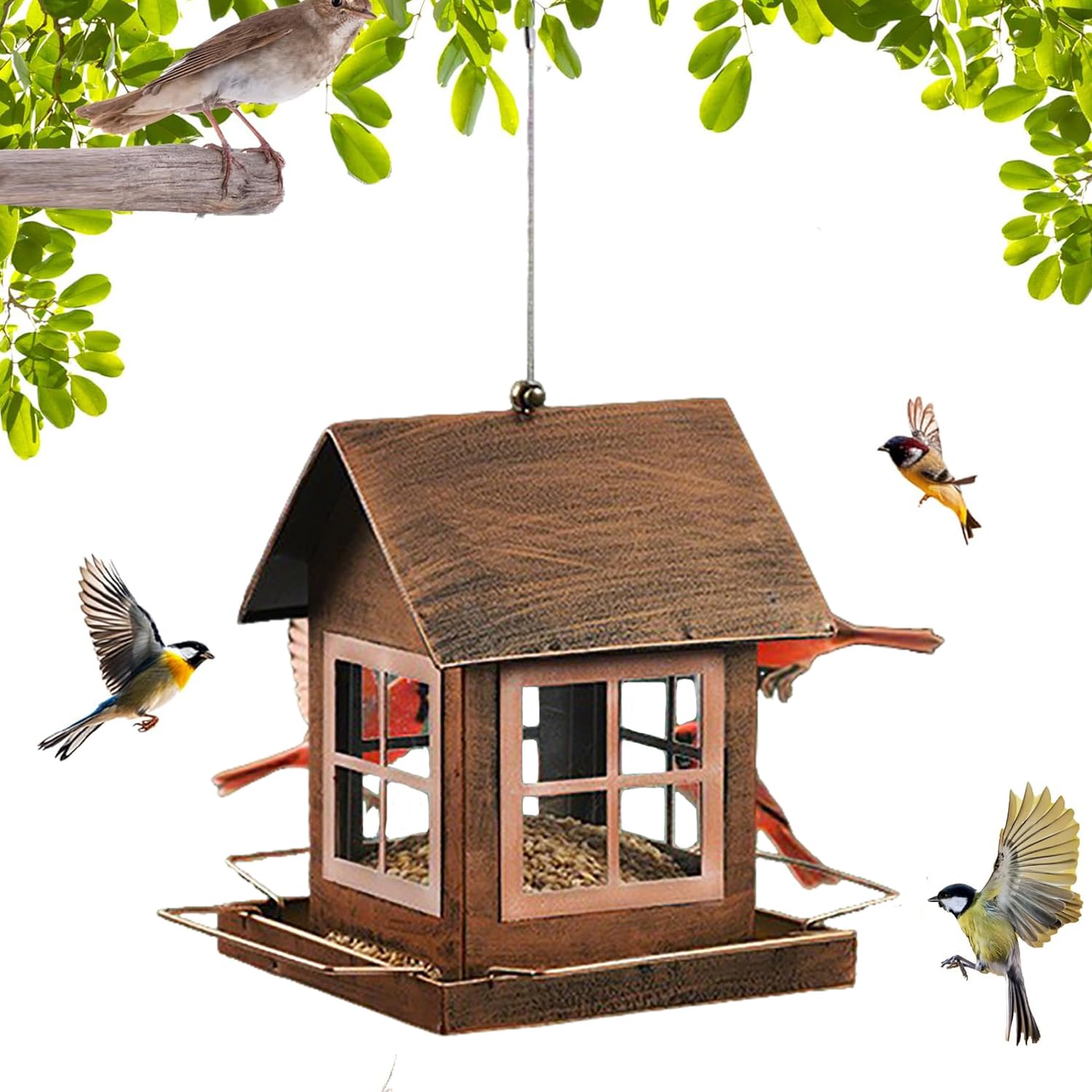 Mangiatoia per Uccelli da Appendere,ad Alta Capacità,Resistente Alle Intemperie,per Uccelli Selvatici, Giardino,Balcone,Terrazza all'Aperto
