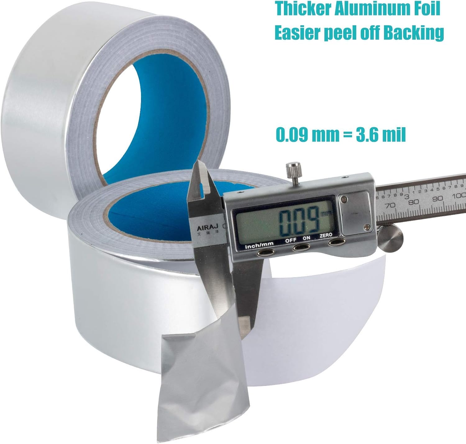 3.6 mil Foil 3.6 mil Backing -Thicker- Sticky Aluminum Metal Duct Tape HVAC Duct Tape 2 inch x 60 Yards(183 Feet)-2 Roll x 30 Yards for Easy Handle