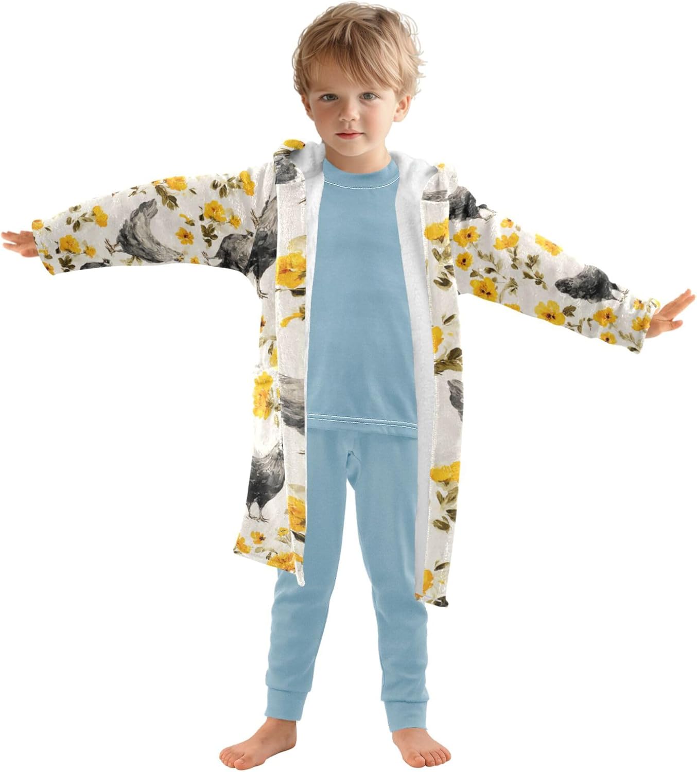 Bathrobe Hooded PJ Robe Soft Fleece Robe Pajama Sleepwears 2-12 Years